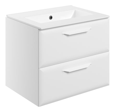Miramichi 615mm Wall Hung 2 Drawer Basin Unit w/0TH Basin - Matt White