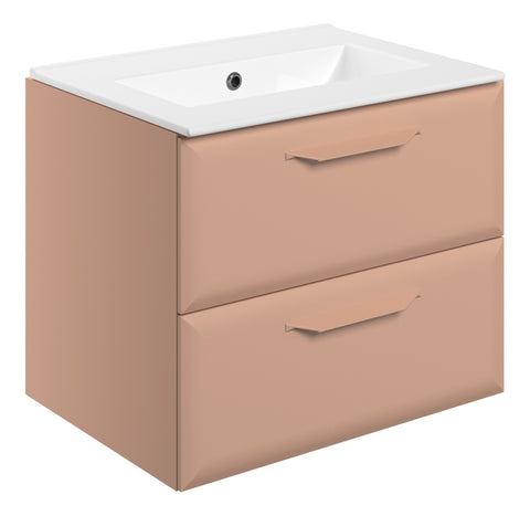 Miramichi 615mm Wall Hung 2 Drawer Basin Unit w/0TH Basin - Matt Apricot