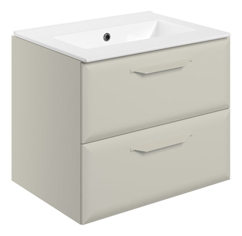 Miramichi 615mm Wall Hung 2 Drawer Basin Unit w/0TH Basin - Matt Latte