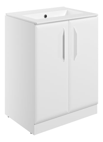 Miramichi 615mm Floor Standing 2 Door Basin Unit w/0TH Basin - Matt White