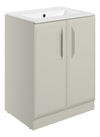 Miramichi 615mm Floor Standing 2 Door Basin Unit w/0TH Basin - Matt Latte