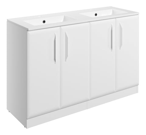 Miramichi 1210mm Floor Standing 4 Door Basin Unit w/2TH Basin - Matt White