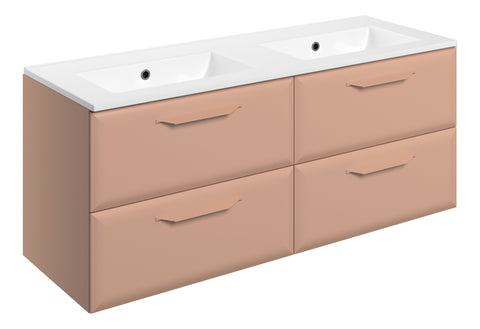 Miramichi 1210mm Wall Hung 4 Drawer Basin Unit w/0TH Basin - Matt Apricot