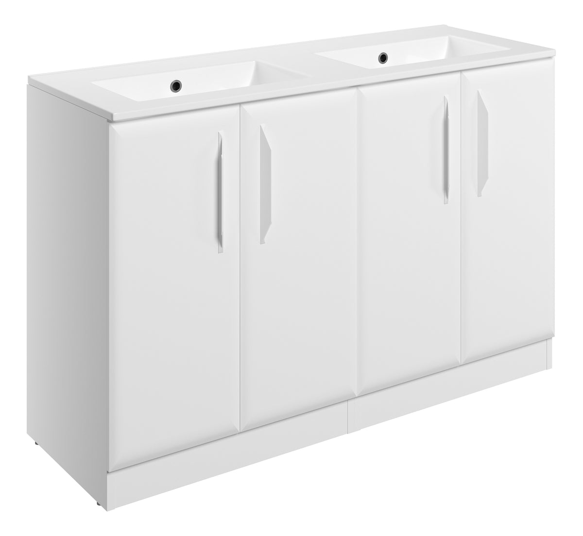 Miramichi 1210mm Floor Standing 4 Door Basin Unit w/0TH Basin - Matt White