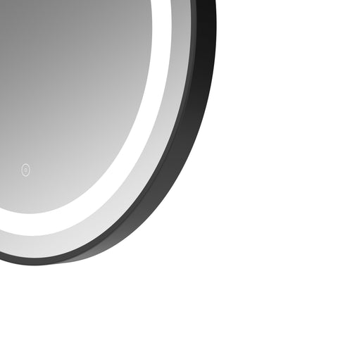Halladale 600mm Round Front-Lit LED Mirror - Matt Black