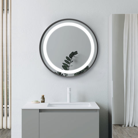 Halladale 600mm Round Front-Lit LED Mirror - Matt Black