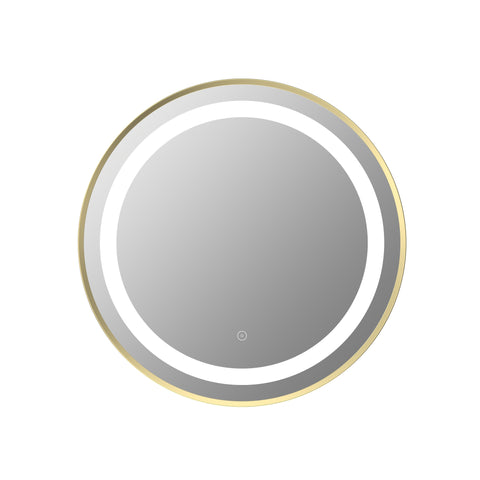Halladale 600mm Round Front-Lit LED Mirror - Brushed Brass