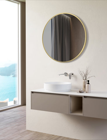 Kenfig 600mm Round Mirror - Brushed Brass