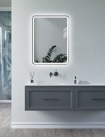 Kobuk 600mm Rectangle Front-Lit LED Mirror - Matt Black