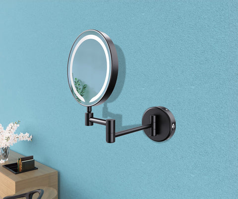 Hisho Round LED Cosmetic Mirror - Black