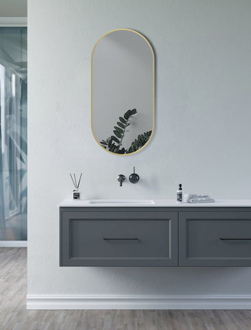 Kenfig 800x400mm Oblong Mirror - Brushed Brass