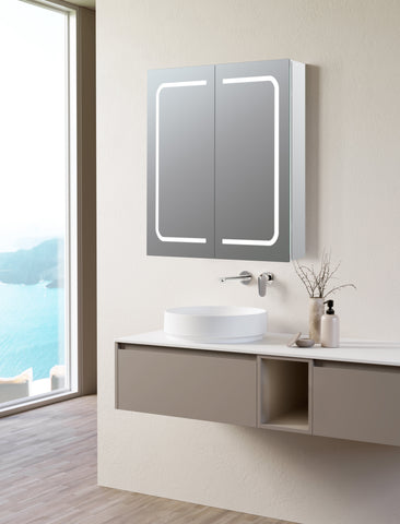 Reo 600mm 2 Door Front-Lit LED Mirror Cabinet