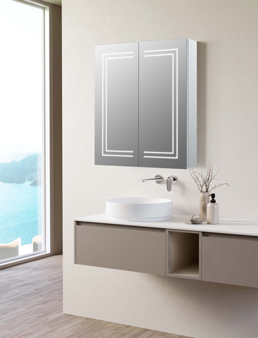 Sunrise 600mm 2 Door Front-Lit LED Mirror Cabinet