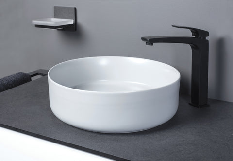 Luxe 355mm Ceramic Round Washbowl & Waste - Matt White