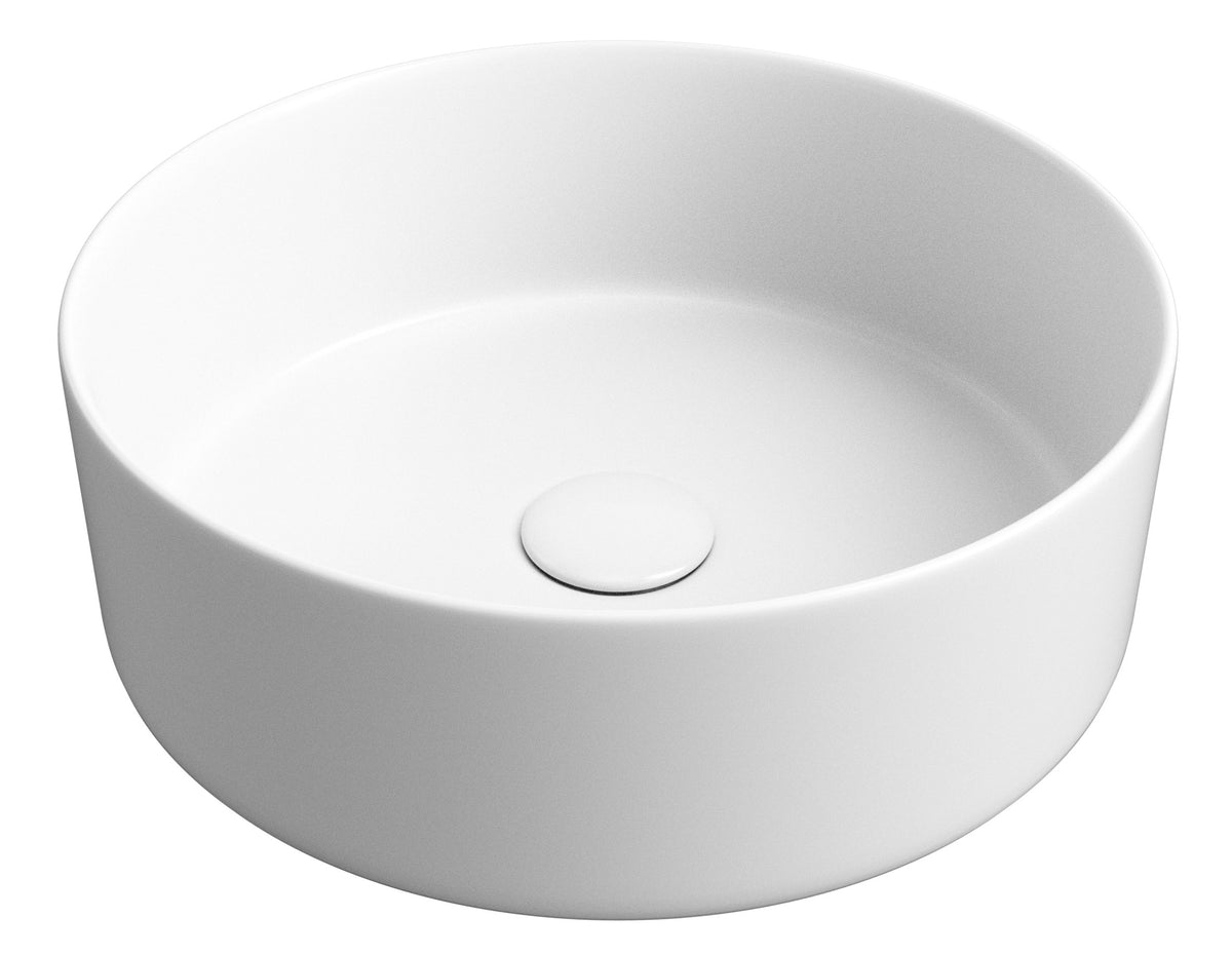 Luxe 355mm Ceramic Round Washbowl & Waste - Matt White
