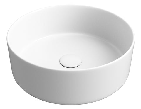 Luxe 355mm Ceramic Round Washbowl & Waste - Matt White