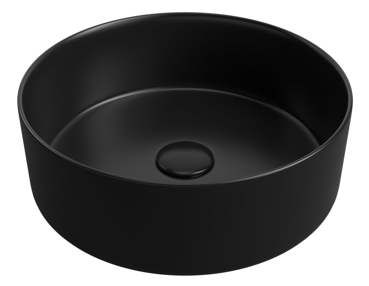 Luxe 355mm Ceramic Round Washbowl & Waste - Matt Black