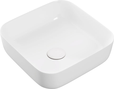 Luxe 400mm Ceramic Square Washbowl & Waste - Matt White