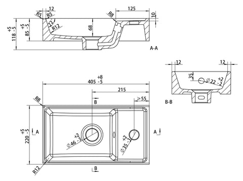 Volga 410mm Floor Standing 1 Door Basin Unit & 1TH Basin - Oak