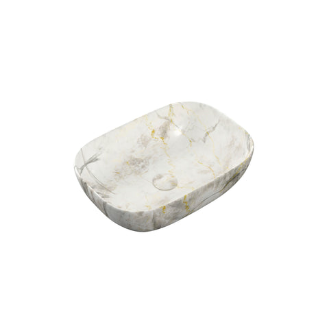 Otille 460x330mm Ceramic Washbowl - White Marble Effect