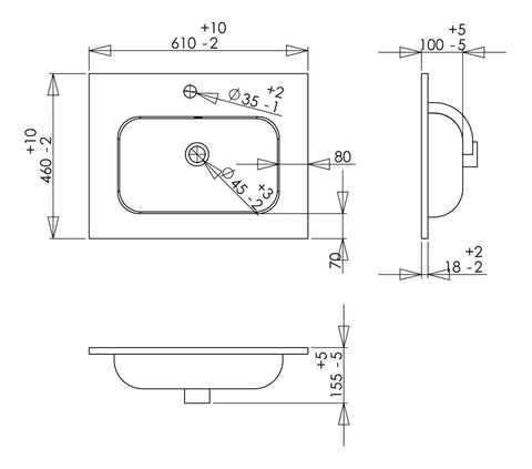 Stour 610mm Wall Hung 2 Drawer Basin Unit & 1TH Basin - Matt Deep Blue
