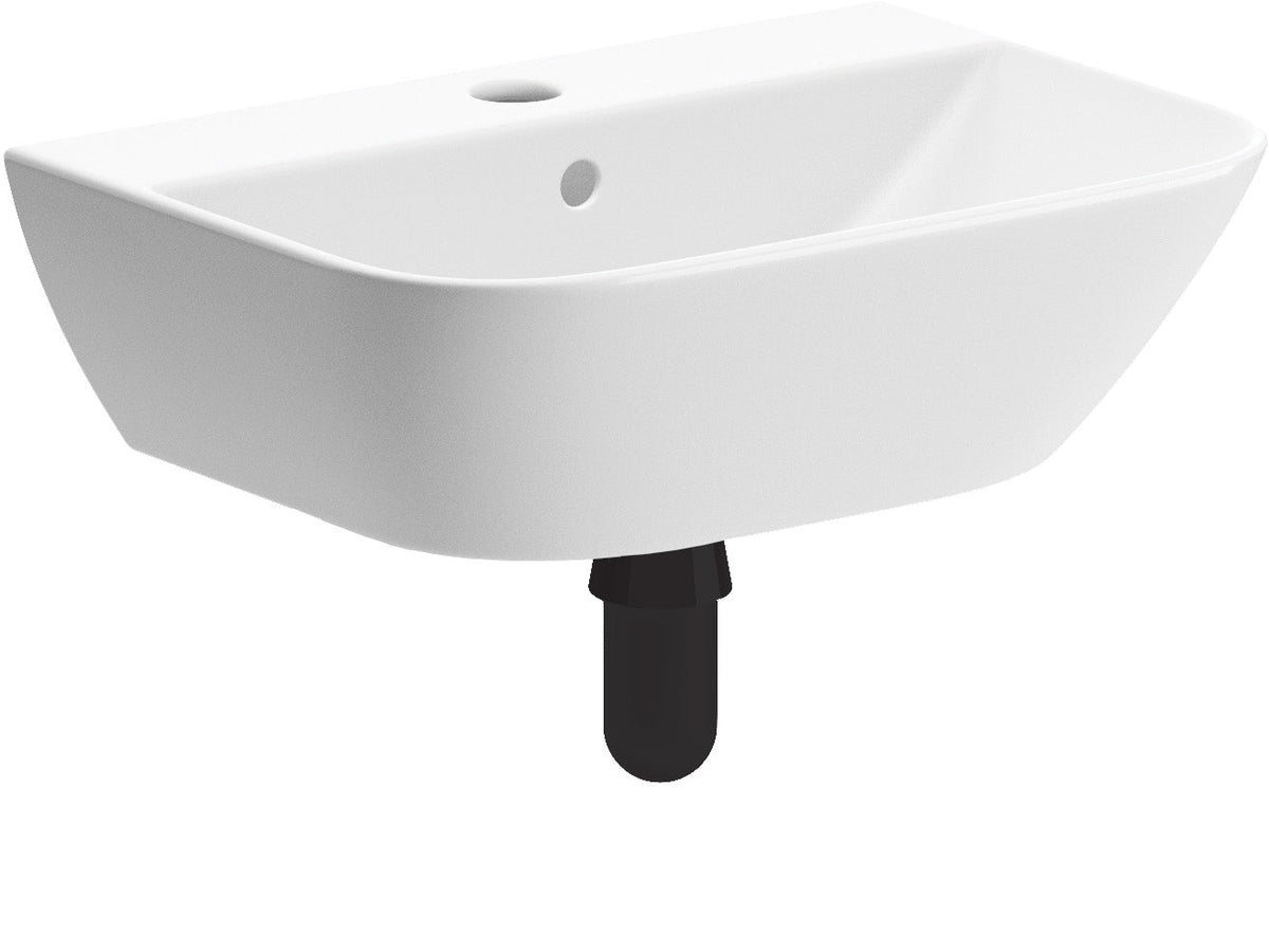 Cedar 450x320mm 1TH Cloakroom Basin & Black Bottle Trap