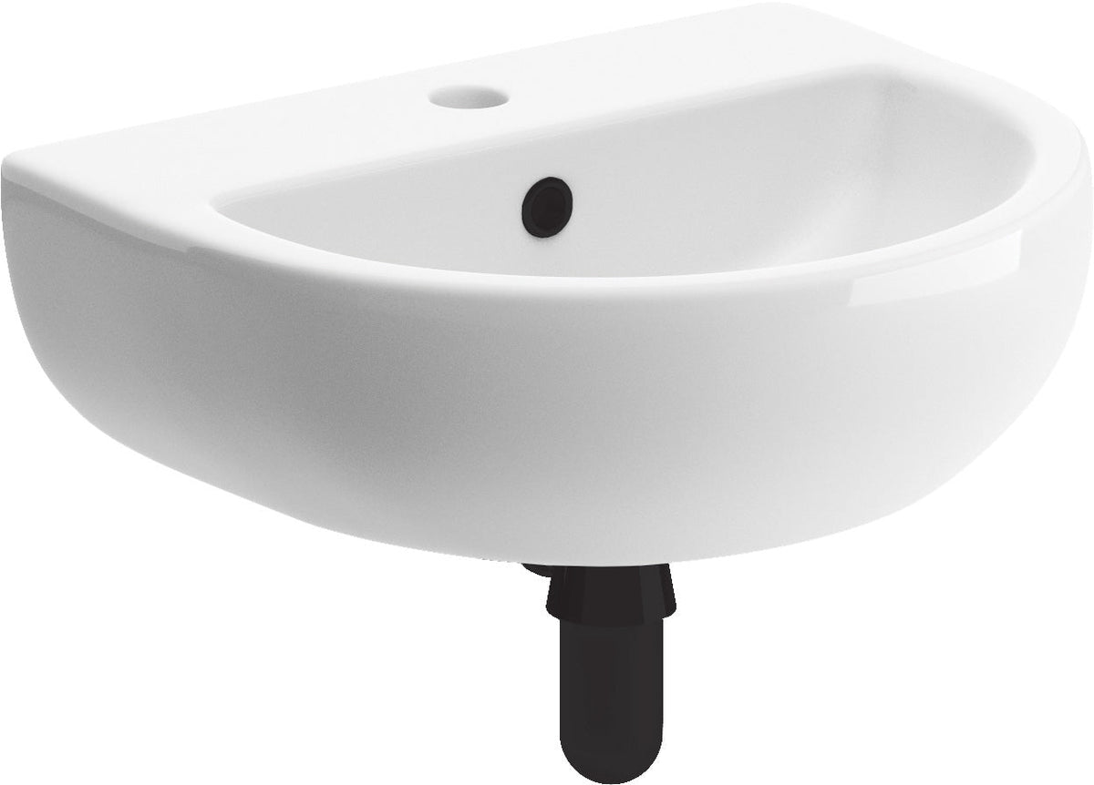 Tus 450x400mm 1TH Cloakroom Basin & Black Bottle Trap