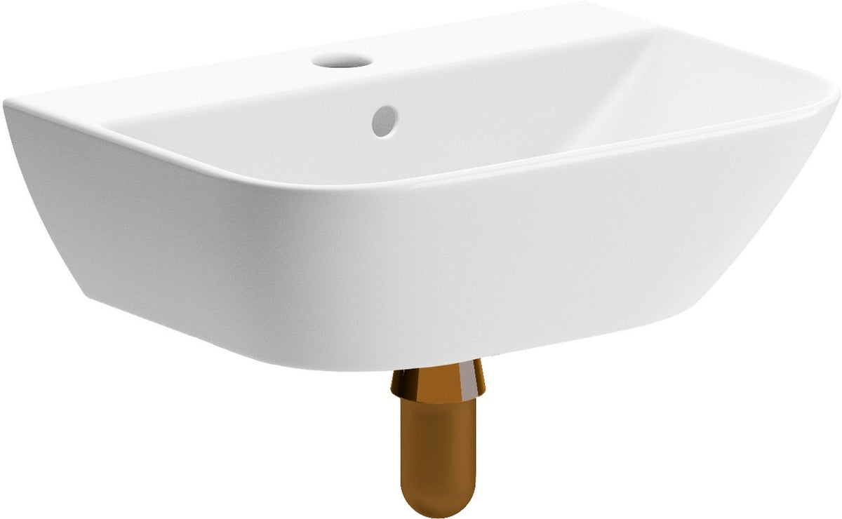 Cedar 450x320mm 1TH Cloakroom Basin & Brushed Bronze Bottle Trap