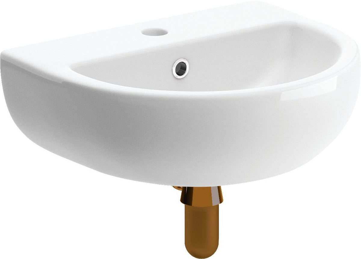 Tus 450x400mm 1TH Cloakroom Basin & Brushed Bronze Bottle Trap
