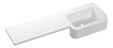 1242mm Standard Square One-Piece Basin & Overflow Ring - Left Hand