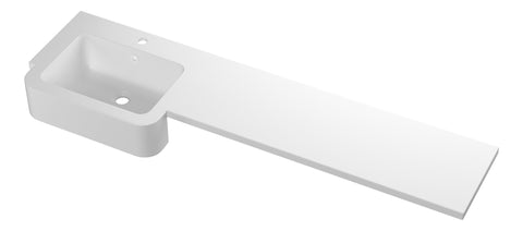 1542mm Standard Square One-Piece Basin & Overflow Ring - Left Hand