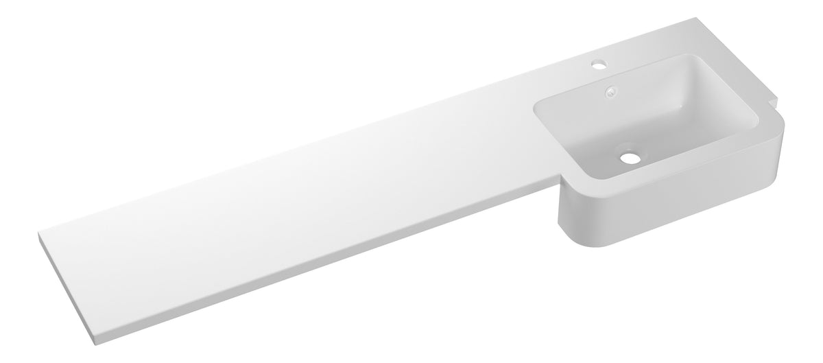1542mm Standard Square One-Piece Basin & Overflow Ring - Right Hand