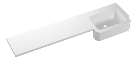 1542mm Standard Square One-Piece Basin & Overflow Ring - Right Hand