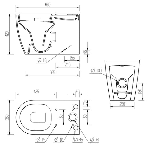 Cliff Rimless Close Coupled Fully Shrouded WC & Soft Close Seat