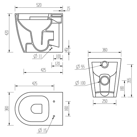 Cliff Rimless Back To Wall WC & Soft Close Seat