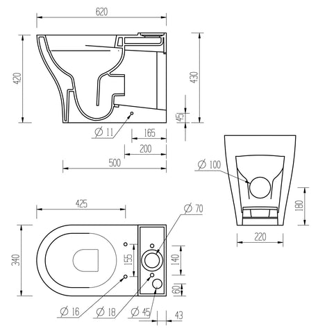 Liver Rimless Short Projection Close Coupled Fully Shrouded WC & Soft Close Seat