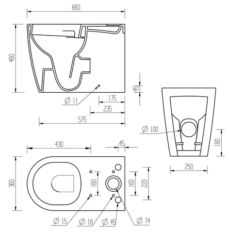 Cliff Rimless Close Coupled Fully Shrouded Comfort Height WC & Soft Close Seat