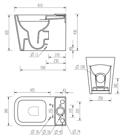Till Rimless Close Coupled Fully Shrouded Short Projection WC & Soft Close Seat