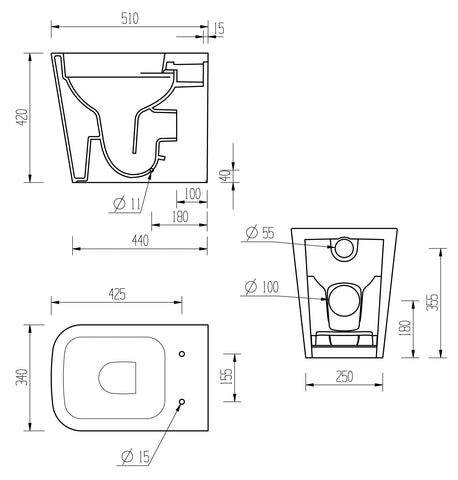 Till Rimless Back To Wall Short Projection WC & Soft Close Seat