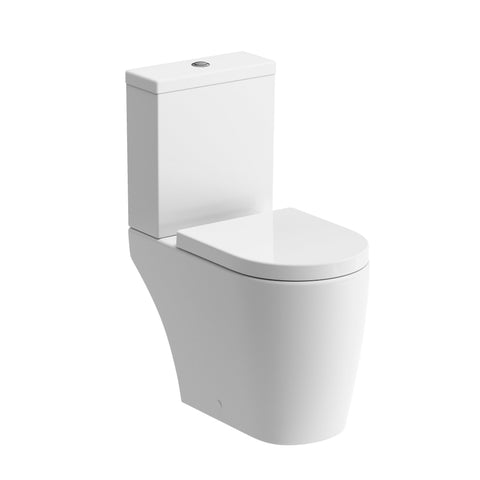 Cliff Rimless Close Coupled Open Back WC & Soft Close Seat