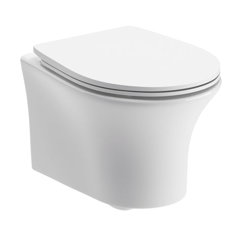 Sand Rimless Wall Hung WC & Soft Close Seat