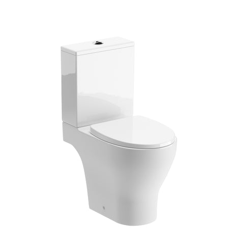 Liver Rimless Short Projection Close Coupled Open Back WC & Soft Close Seat