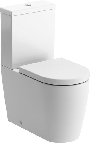 Cliff Rimless Close Coupled Fully Shrouded Comfort Height WC & Soft Close Seat