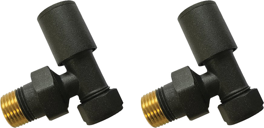 Patterned Anthracite Radiator Valves - Angled