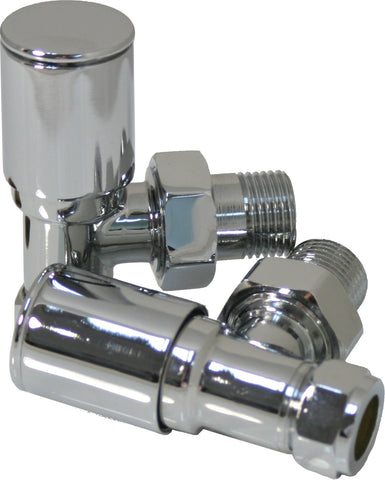 Patterned Chrome Radiator Valves - Angled