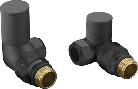 Patterned Anthracite Radiator Valves - Corner