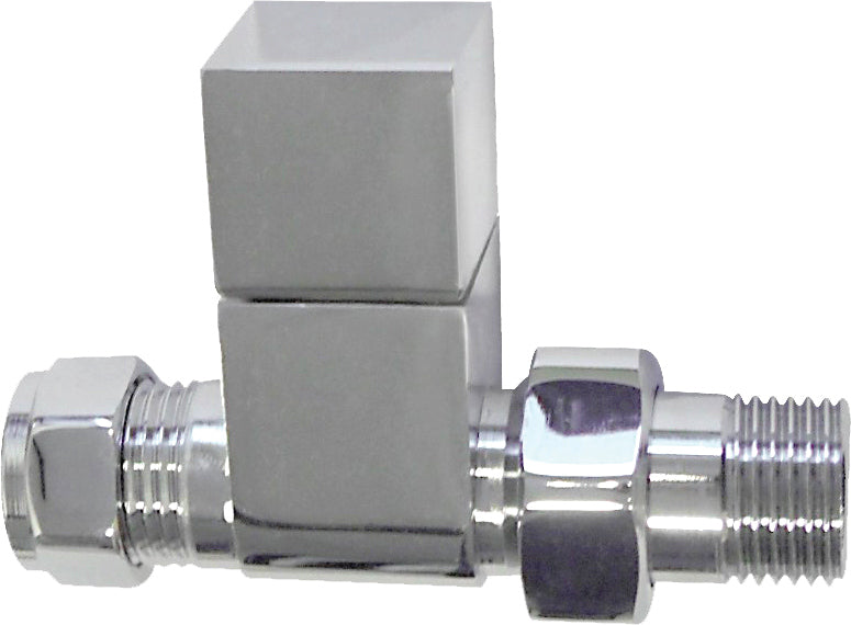 Square Chrome Radiator Valves - Straight