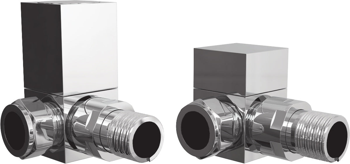 Square Chrome Radiator Valves - Corner