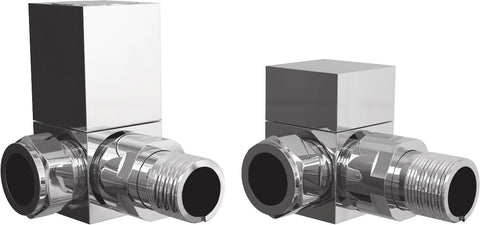 Square Chrome Radiator Valves - Corner
