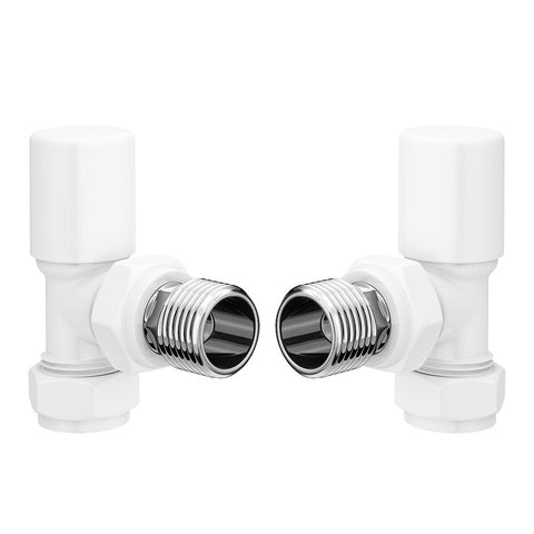 Patterned White Radiator Valves - Angled